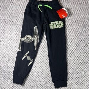 Kids Star Wars Black Joggers Sweatpants Tie Fighter Galactic‎ Empire Logo Size S